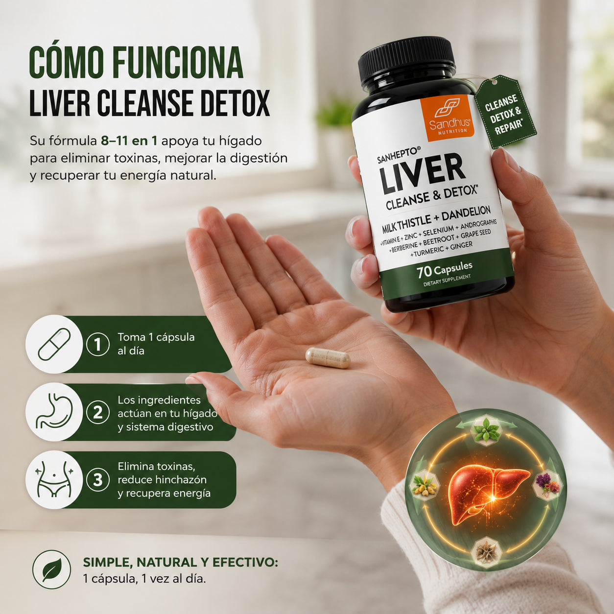 🍃 LIVER® - Detox Natural Premium · 70 Cápsulas + Envío Gratis